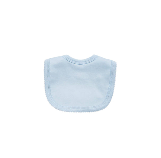 Bib- Blue W White Picot Trim
