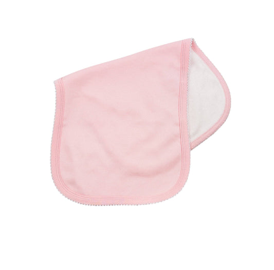 Burp Cloth - Pink W White Picot Trim