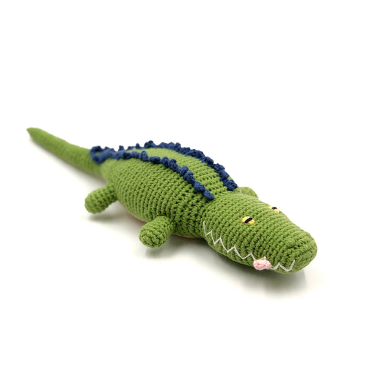 Crocodile Rattle – Handmade Organic Cotton Jungle Baby Toy