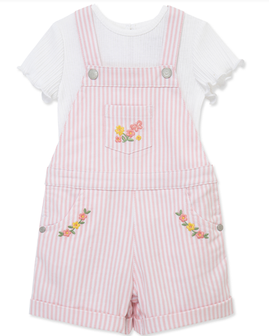 Pink Stripe Woven Shortall Set