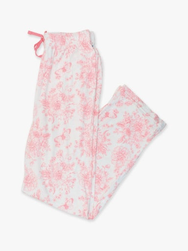 Pink Garden Toile Bamboo Adult Pajama Pants