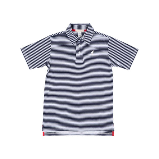 Prim and Proper Polo SS- Nantucket Navy Stripe