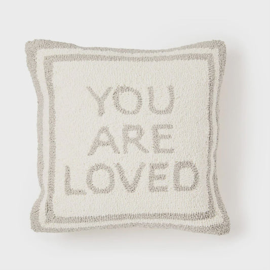 You are loved gray pillow